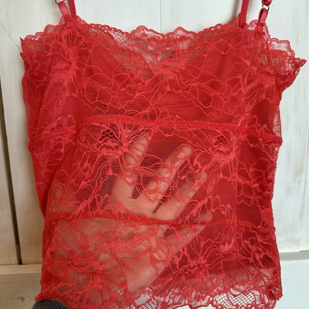 Free People Woman's Lacey Essential Cami Tank Red Rose Size XS New NWOT Y2K Boho - Picture 6 of 11